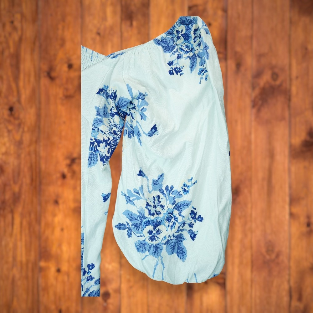 Free People‎ Francesca Mini Dress Floral Pattern Medium Balloon Sleeves EUC - Picture 9 of 12